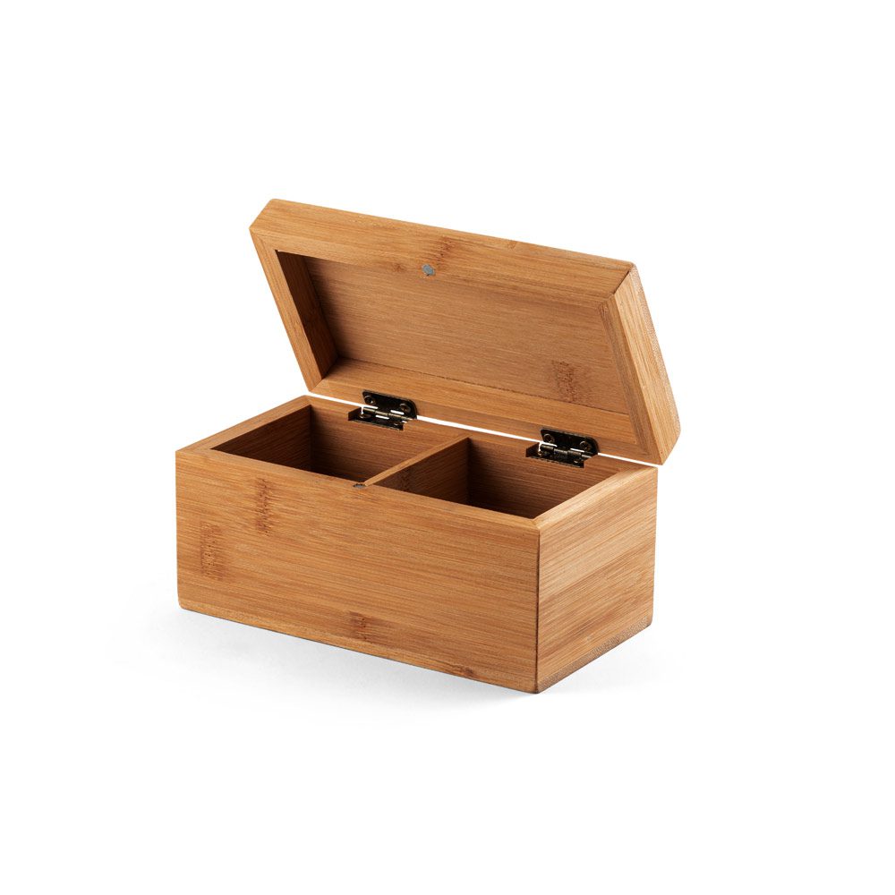 Caixa de Chás em Bambu Personalizada - S93977 para Brindes de Eventos e Feiras da Zen Brindes.