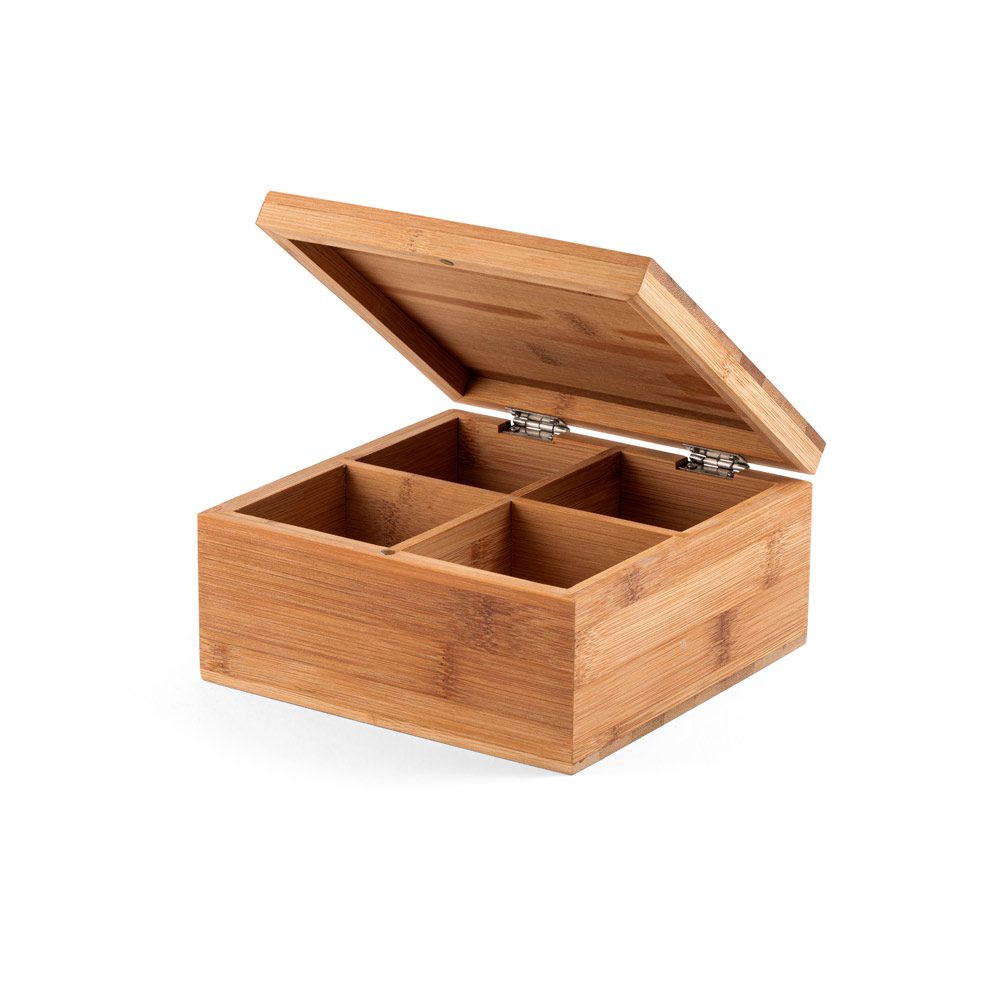 Caixa de Chás em Bambu Personalizada - S93978 para Brindes de Eventos e Feiras da Zen Brindes.