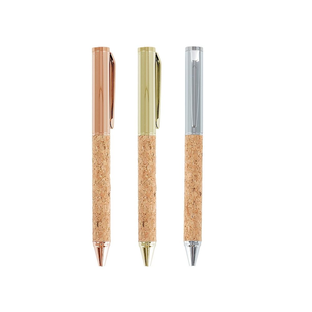 Caneta Metálica e Cortiça Personalizada - X01007 para Brindes de Eventos e Feiras da Zen Brindes.