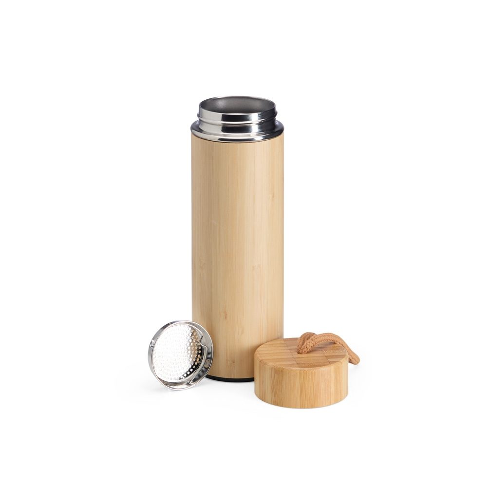 Garrafa Térmica Bambu Personalizado 400 ml - X02403 para Brindes de Eventos e Feiras da Zen Brindes.