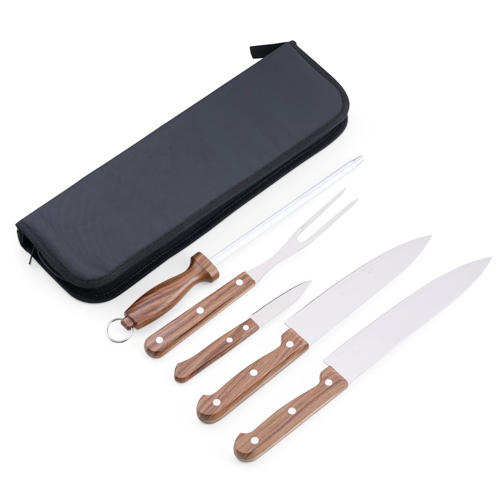 Kit Churrasco Personalizado 5 Peças - X08016 para Brindes de Eventos e Feiras da Zen Brindes.