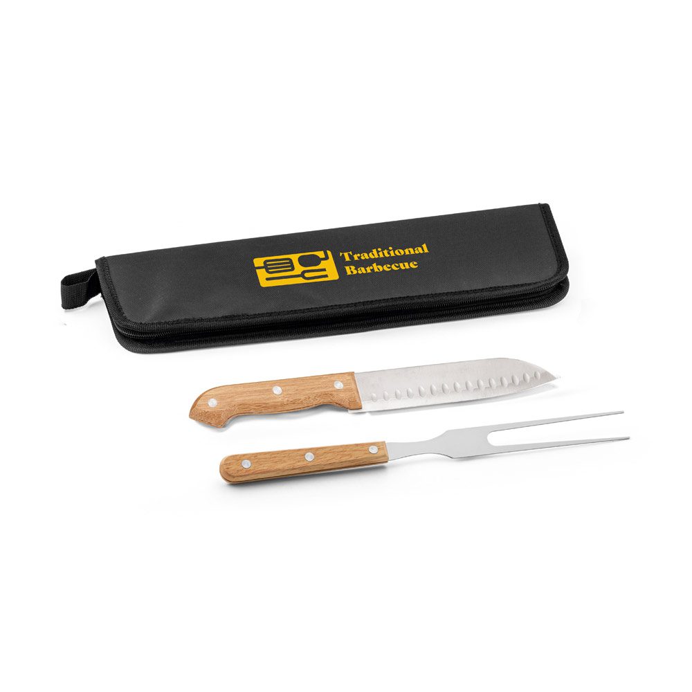 Kit Churrasco Personalizado com Estojo 2 Peças - S94365 para Brindes de Eventos e Feiras da Zen Brindes.