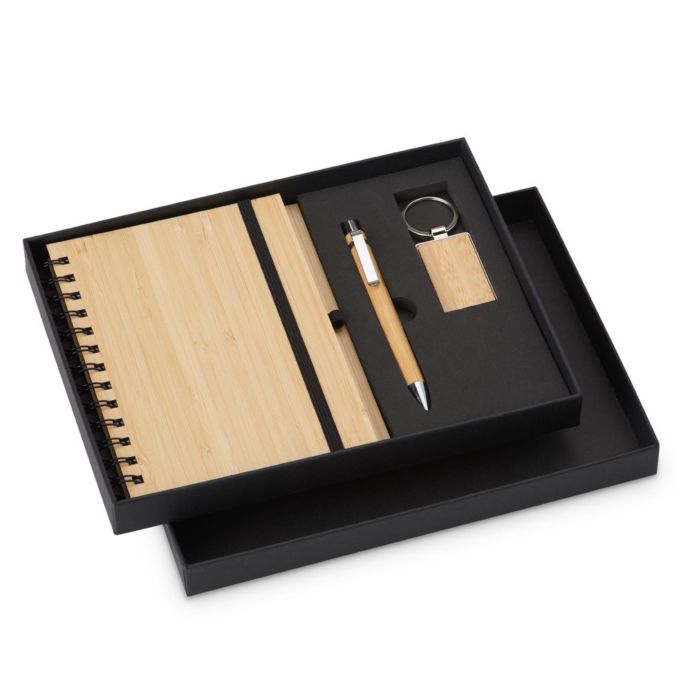 Kit Executivo Ecológico Personalizado 3 Peças - X07048 para Brindes de Eventos e Feiras da Zen Brindes.