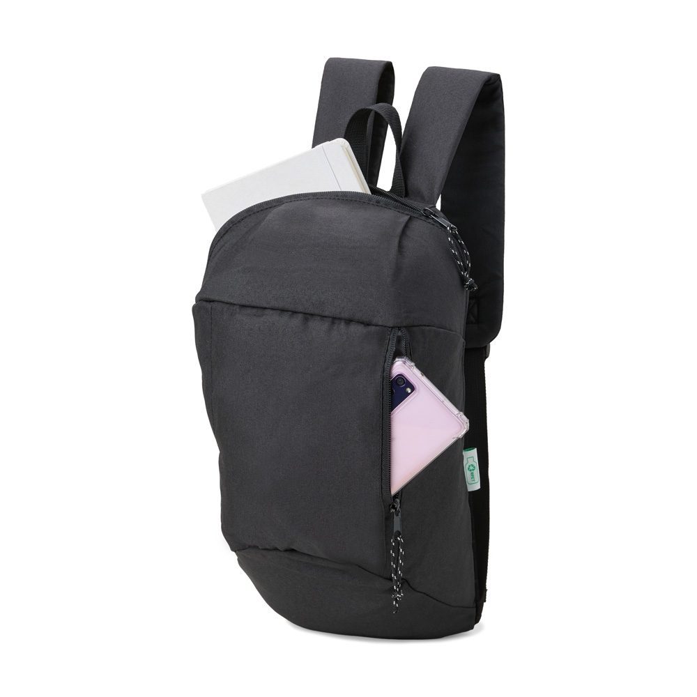 Mochila Reciclada rPET Personalizada 9 Litros - X07006 para Brindes de Eventos e Feiras da Zen Brindes.