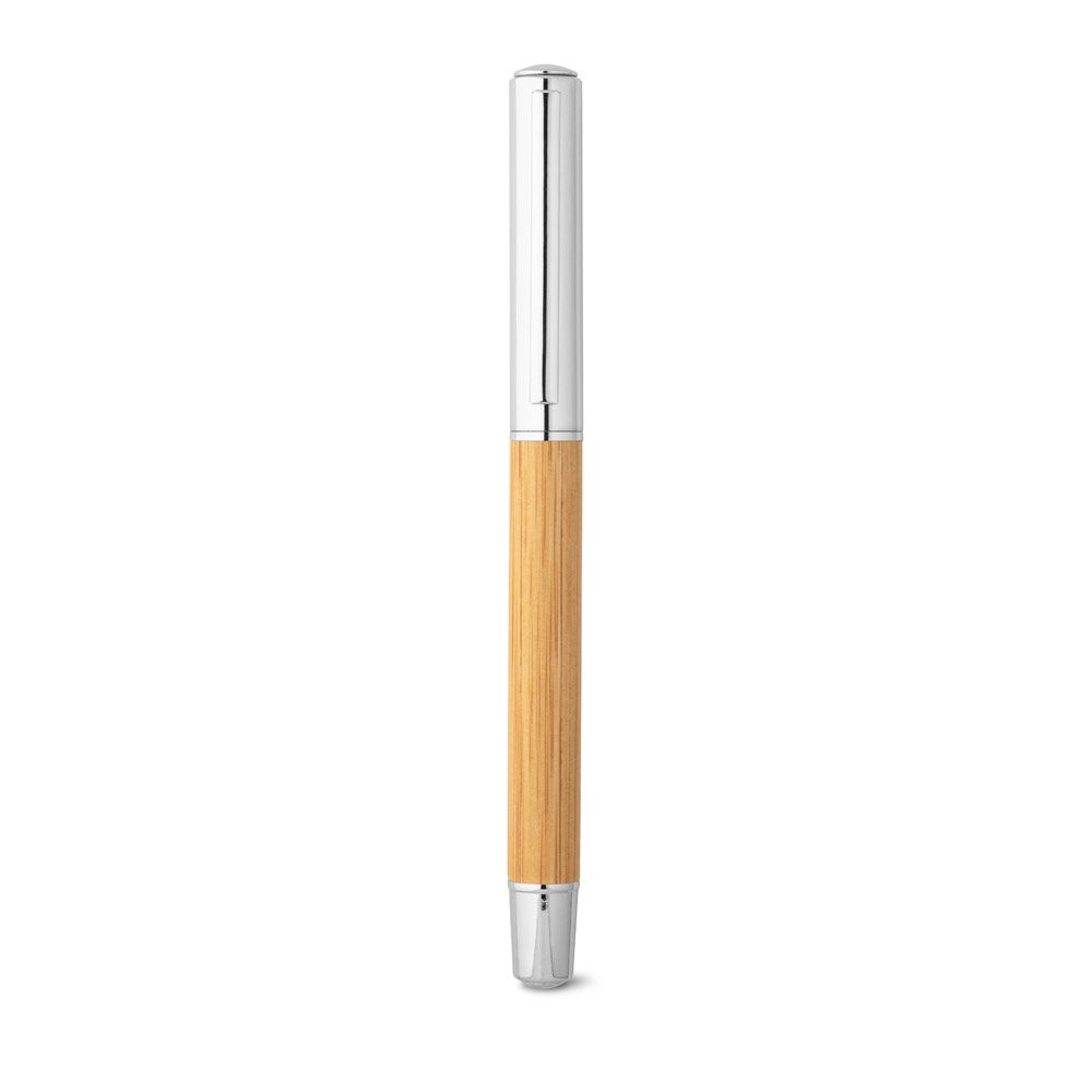 Roller Personalizado em Inox Reciclado e Bambu - S91776 para Brindes de Eventos e Feiras da Zen Brindes.