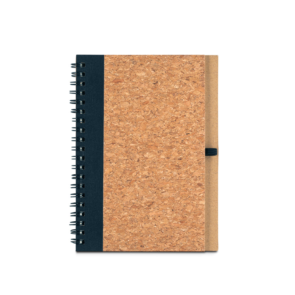 Caderno B6 Sem Pauta em Cortiça e Poliéster Personalizado - S93285 para Brindes de Eventos e Feiras da Zen Brindes.