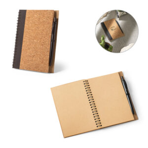 Caderno B6 Sem Pauta em Cortiça e Poliéster Personalizado - S93285 para Brindes de Eventos e Feiras da Zen Brindes.
