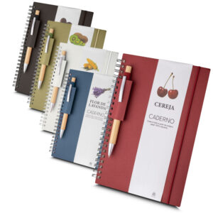 Caderno de Anotações Personalizado para Brindes Sustentáveis - ACAD008 para Brindes de Eventos e Feiras da Zen Brindes.