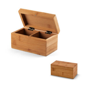 Caixa de Chás em Bambu Personalizada - S93977 para Brindes de Eventos e Feiras da Zen Brindes.