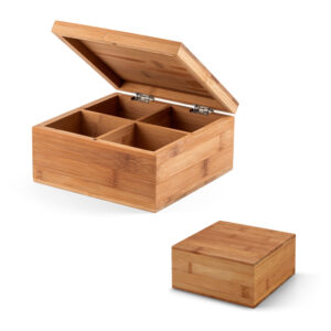 Caixa de Chás em Bambu Personalizada - S93978 para Brindes de Eventos e Feiras da Zen Brindes.