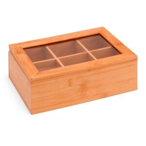 Caixa para Chás Personalizada em Bambu e Poliestireno - MCX-06513 para Brindes de Eventos e Feiras da Zen Brindes.