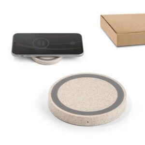 Carregador Wireless Personalizado de Fibra de Palha de Trigo - S57929 para Brindes de Eventos e Feiras da Zen Brindes.