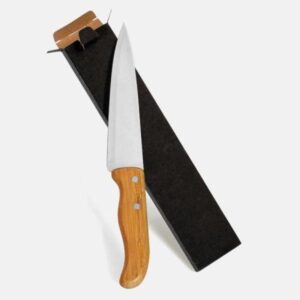 Faca Personalizada 7'' Bambu/Inox com Caixa - MUD-00503 para Brindes de Eventos e Feiras da Zen Brindes.