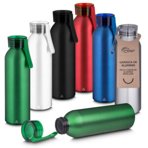 Garrafa em Alumínio Personalizada 600 ml - AGA7650 para Brindes de Eventos e Feiras da Zen Brindes.