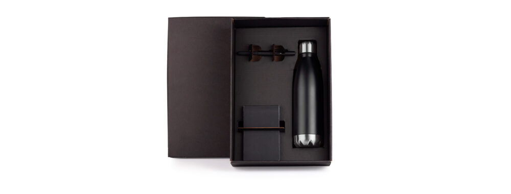 Kit Bloco e Acessórios 3 Peças Personalizado - MKT-9047B para Brindes de Eventos e Feiras da Zen Brindes.