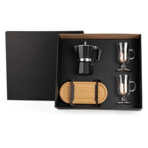 Kit Café com Cafeteira Italiana 4 Peças Personalizado - MKT-90258 para Brindes de Eventos e Feiras da Zen Brindes.