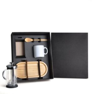 Kit Café com Prensa Francesa 4 Peças Personalizado - MKT-90279 para Brindes de Eventos e Feiras da Zen Brindes.