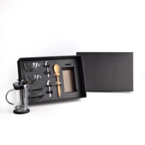 Kit Café com Prensa Francesa 8 Peças Personalizado - MKT-90280 para Brindes de Eventos e Feiras da Zen Brindes.