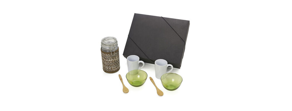 Kit Café da Manhã 7 Peças Personalizado - MKT-90178 para Brindes de Eventos e Feiras da Zen Brindes.
