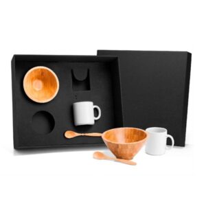 Kit Café da Manhã em Bambu Personalizado - MKT-90113 para Brindes de Eventos e Feiras da Zen Brindes.