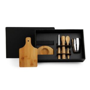 Kit Caipirinha em Bambu 6 Peças Personalizado - MKE-00443 para Brindes de Eventos e Feiras da Zen Brindes.