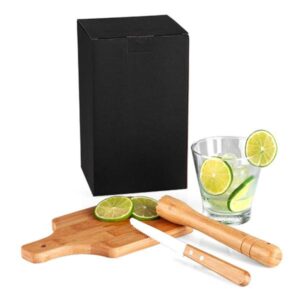Kit Caipirinha em Bambu Ibiza Personalizado - MKC-00253 para Brindes de Eventos e Feiras da Zen Brindes.