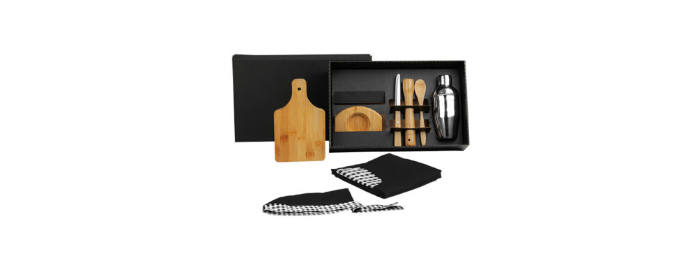 Kit Caipirinha em Bambu Personalizado 8 Peças - MKE-01423 para Brindes de Eventos e Feiras da Zen Brindes.