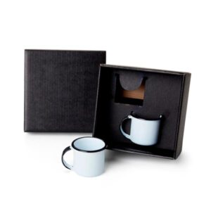 Kit Canecas Personalizado Alumínio Esmaltado 50 ml 2 Peças - MCO-03202 para Brindes de Eventos e Feiras da Zen Brindes.