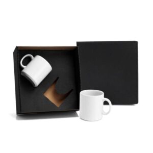 Kit Canecas em Cerâmica Branca 270 ml Personalizado - MCO-21270 para Brindes de Eventos e Feiras da Zen Brindes.