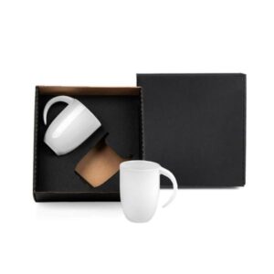 Kit Canecas em Cerâmica Branca 350 ml Personalizado - MCO-21350 para Brindes de Eventos e Feiras da Zen Brindes.