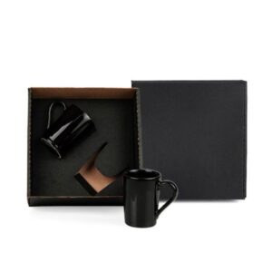 Kit Canecas em Cerâmica Preta Personalizado - MCO-21231 para Brindes de Eventos e Feiras da Zen Brindes.