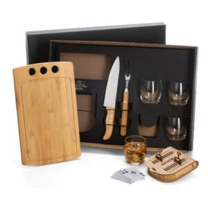 Kit Churrasco Whisky e Baralho Personalizado - MKT-90076 para Brindes de Eventos e Feiras da Zen Brindes.