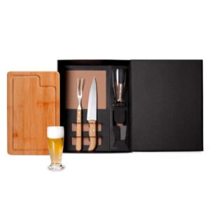 Kit Churrasco com Copos Personalizado - MKT-9027L para Brindes de Eventos e Feiras da Zen Brindes.