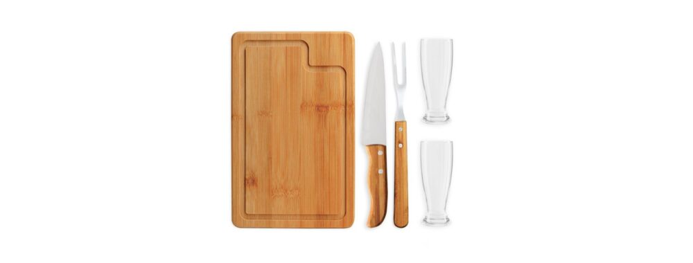 Kit Churrasco com Copos Personalizado - MKT-9064J para Brindes de Eventos e Feiras da Zen Brindes.