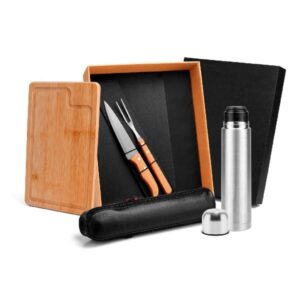 Kit Churrasco com Garrafa Térmica Personalizado - MKT-90156 para Brindes de Eventos e Feiras da Zen Brindes.