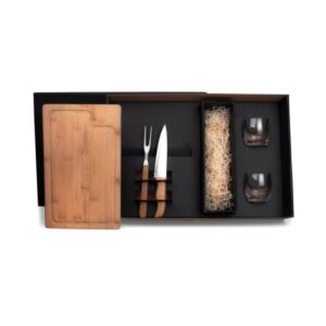 Kit Churrasco e Whisky 5 Peças Personalizado - MKT-9040V para Brindes de Eventos e Feiras da Zen Brindes.