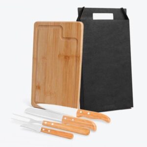 Kit Churrasco em Bambu Personalizado - MMB-19133 para Brindes de Eventos e Feiras da Zen Brindes.