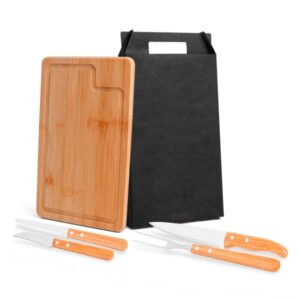 Kit Churrasco em Bambu Personalizado - MMB-19603 para Brindes de Eventos e Feiras da Zen Brindes.