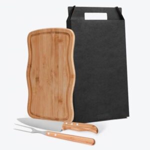 Kit Churrasco em Bambu Personalizado - MMB-32093 para Brindes de Eventos e Feiras da Zen Brindes.