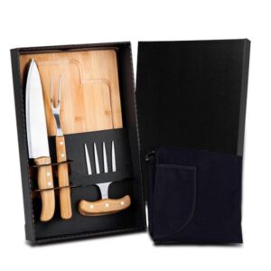 Kit Churrasco em Bambu Personalizado - MME-04953 para Brindes de Eventos e Feiras da Zen Brindes.