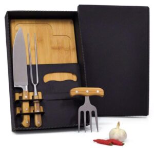 Kit Churrasco em Bambu Personalizado - MME-049A3 para Brindes de Eventos e Feiras da Zen Brindes.