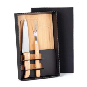 Kit Churrasco em Bambu Personalizado - MME-19063 para Brindes de Eventos e Feiras da Zen Brindes.