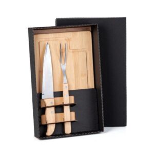 Kit Churrasco em Bambu Personalizado - MME-19066 para Brindes de Eventos e Feiras da Zen Brindes.