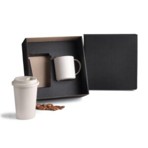 Kit Copo e Caneca em Fibra de Bambu Personalizado - MKT-90160 para Brindes de Eventos e Feiras da Zen Brindes.