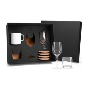 Kit Copos Caneca e Porta Copo Personalizado 8 Peças - MKT-90059 para Brindes de Eventos e Feiras da Zen Brindes.