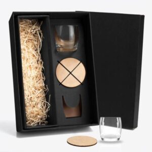 Kit Copos de Vidro para Whisky Personalizado - MVI-18522 para Brindes de Eventos e Feiras da Zen Brindes.