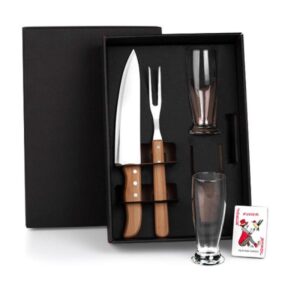 Kit Copos e Facas 5 Peças Personalizado - MKT-9040W para Brindes de Eventos e Feiras da Zen Brindes.