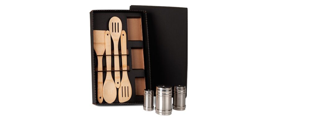 Kit Cozinha e Tempero 7 Peças Personalizado - MKT-90108 para Brindes de Eventos e Feiras da Zen Brindes.