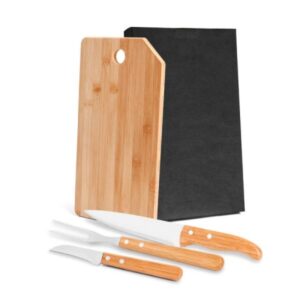 Kit Cozinha em Bambu Personalizado 4 Peças - MMB-20343 para Brindes de Eventos e Feiras da Zen Brindes.