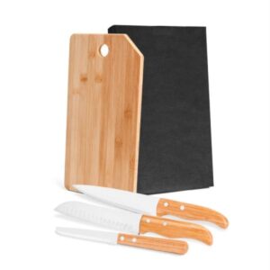 Kit Cozinha em Bambu Personalizado 4 Peças - MMB-20643 para Brindes de Eventos e Feiras da Zen Brindes.